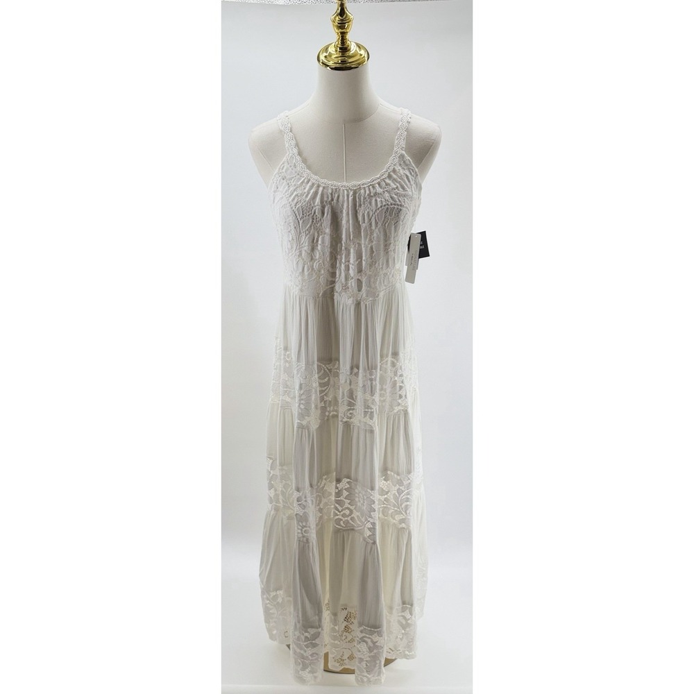 Signature By Robbie Bee Women's White Scoop-Neck Sleeveless Midi Dress Small S